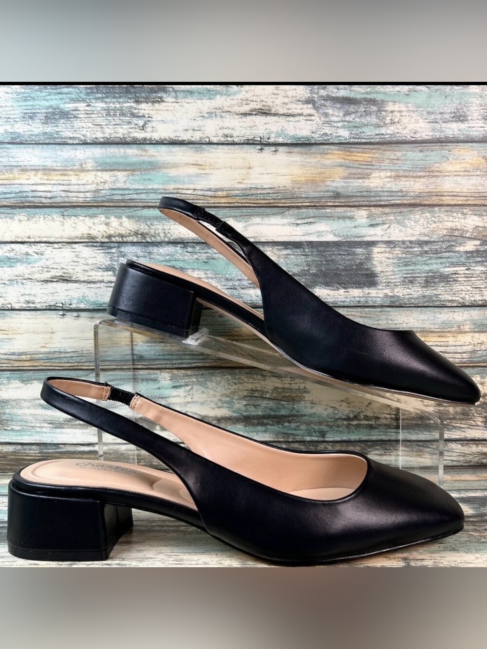 Charles David Slingback Pumps Womens 9M Black Faux Leather Dress Formal Shoes - Picture 1 of 11